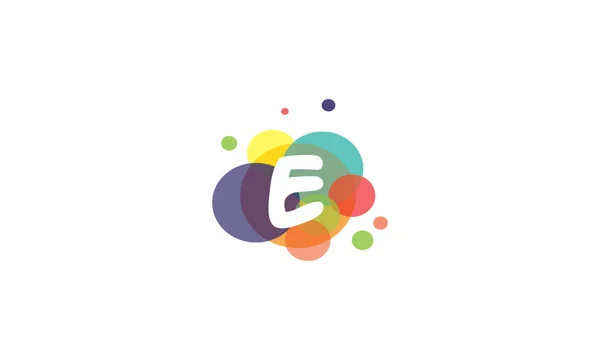 Image lumineuse et colorée de la lettre E, sur fond de cercles multicolores . — Image vectorielle