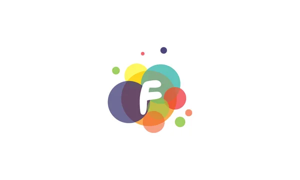 Imagen brillante y colorida de la letra F, sobre el fondo de círculos multicolores . — Vector de stock
