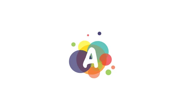 Imagen brillante y colorida de la letra A, sobre el fondo de círculos multicolores . — Vector de stock