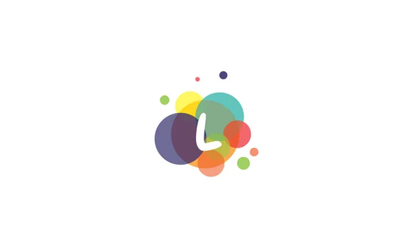 Imagen brillante y colorida de la letra L, sobre el fondo de círculos multicolores . — Vector de stock
