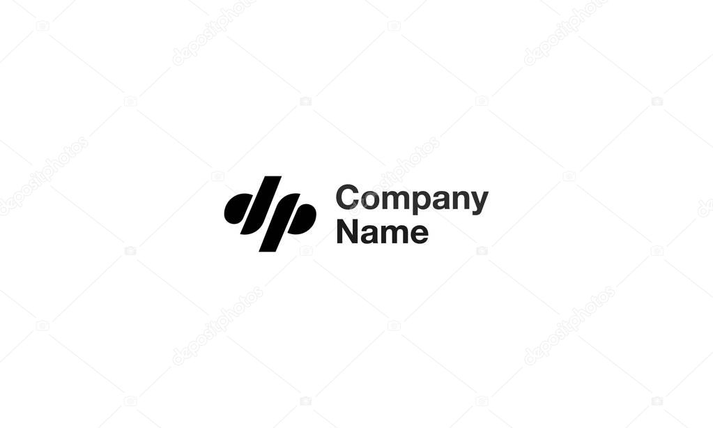P and D letter black vector logo design