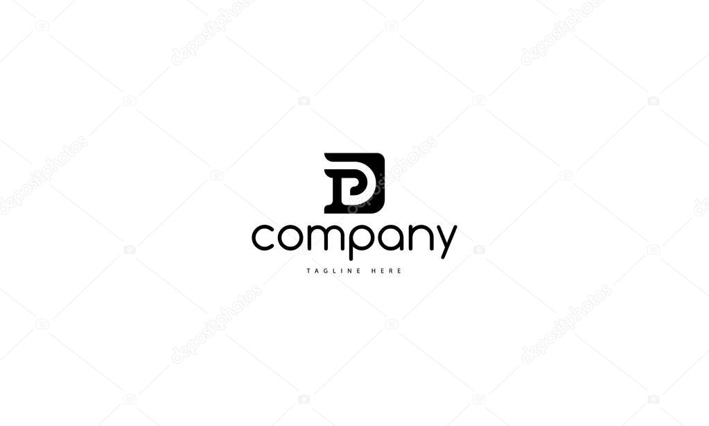 P and D letter 2 black vector logo design