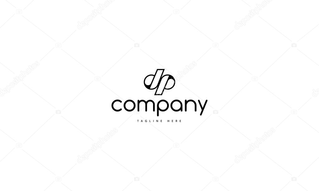 P and D letter 3 black vector logo design