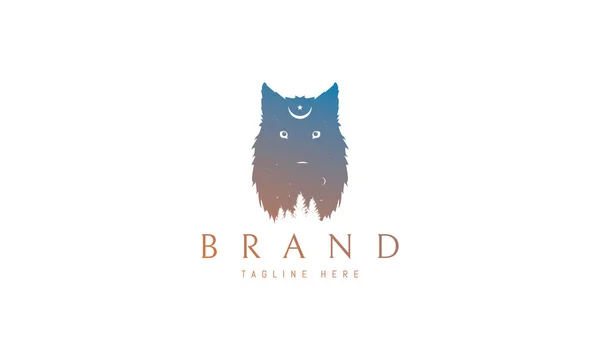 Lobo selvagem design de logotipo vetor de cor abstrata — Vetor de Stock
