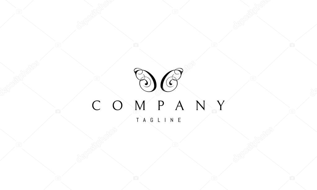 Elegant Butterfly Abstract black vector logo design