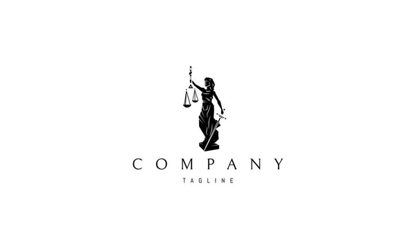 Lady Justice Statue czarny logo wektor projekt — Wektor stockowy