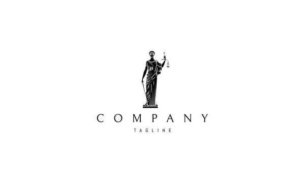 Senhora Justiça Estátua Preto vetor logotipo 3 design — Vetor de Stock