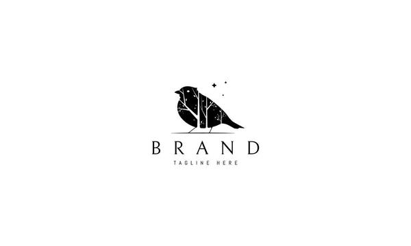 Logo vettoriale su cui un'immagine astratta di un uccello all'interno del quale sagome di alberi . — Vettoriale Stock