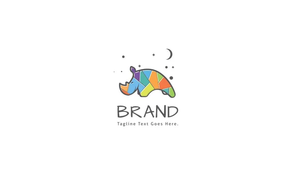 Logotipo vetorial no qual uma imagem abstrata de um filhote de rinoceronte com elementos coloridos . —  Vetores de Stock
