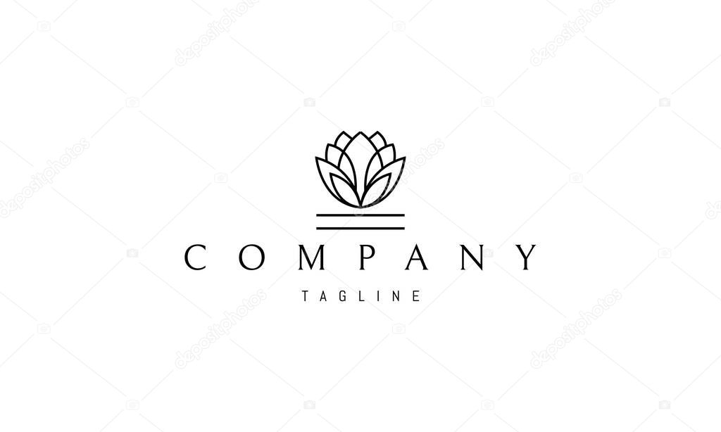 Vector logo on which an abstract image of a beautiful lotus flower bud.