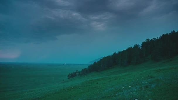 Temporale Con Fulmini Sul Molo Del Lago Baikal — Video Stock