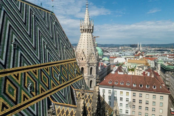 Kilátás Szent István Katedrális Toronyból Bécs Felett Ausztria Fővárosából Egy Stock Kép