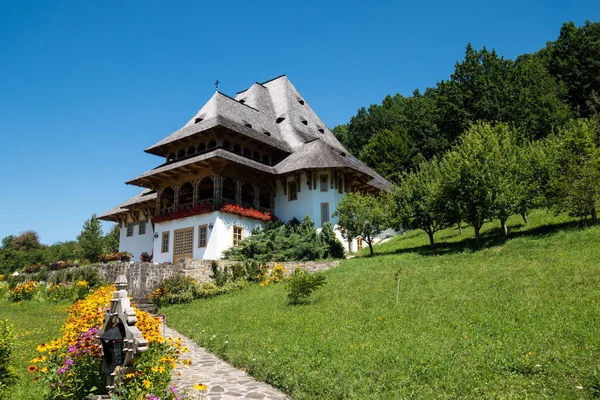 Juli 2017 Barsana Träkloster Maramures Rumänien Barsana Kloster Viktigaste Punkterna — Stockfoto