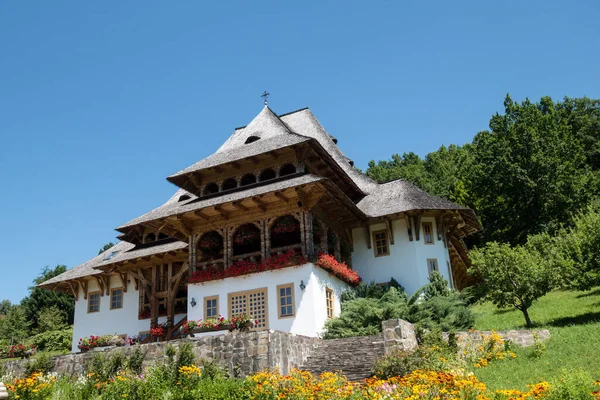 Julho 2017 Mosteiro Madeira Barsana Maramures Romênia Mosteiro Barsana Dos — Fotografia de Stock