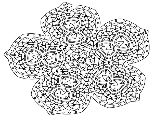 Indio Mehndi Vector Decorativo Mandala Patrón Símbolos Flores Repetidas Perfecto — Vector de stock