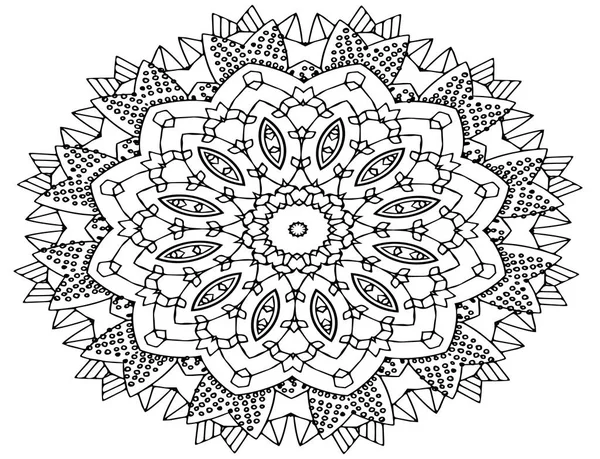 Indio Mehndi Vector Decorativo Mandala Patrón Símbolos Flores Repetidas Perfecto — Vector de stock