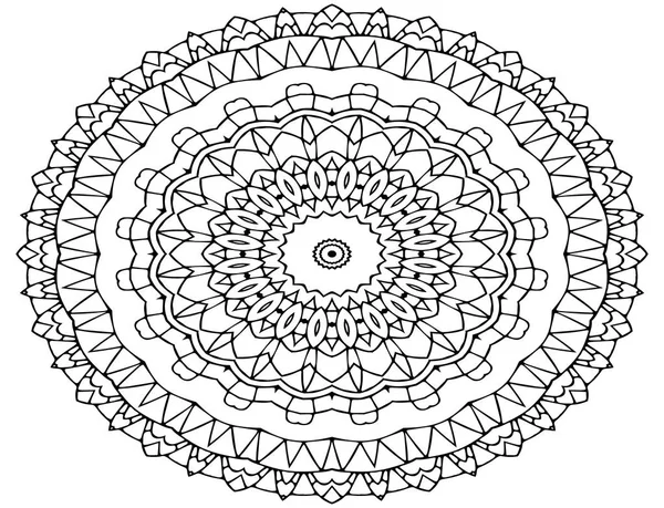 Indio Mehndi Vector Decorativo Mandala Patrón Símbolos Flores Repetidas Perfecto — Vector de stock