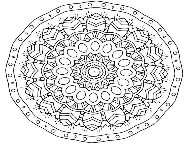 Indio Mehndi Vector Decorativo Mandala Patrón Símbolos Flores Repetidas Perfecto — Vector de stock