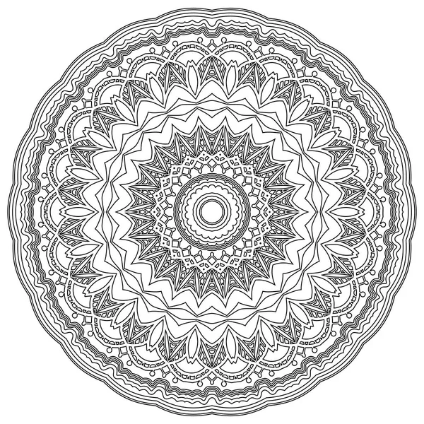 Indio Mehndi Vector Decorativo Mandala Patrón Símbolos Flores Repetidas Perfecto — Vector de stock