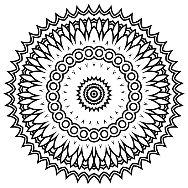 Indio Mehndi Vector Decorativo Mandala Patrón Símbolos Flores Repetidas Perfecto — Vector de stock