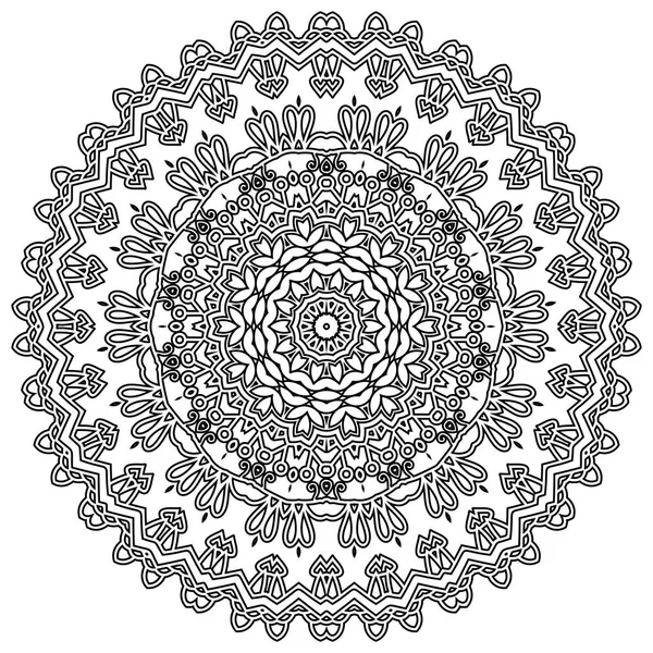 Indio Mehndi Vector Decorativo Mandala Patrón Símbolos Flores Repetidas Perfecto — Vector de stock