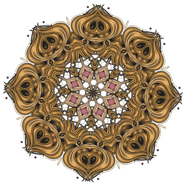 Mandala Para Colorear Vector Indio Flores Coloridas Patrón Ilustraciones Repetidas — Vector de stock