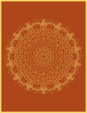 Hint dekoratifi, renkli altın soyut mandala vektör sanatı, tekrarlanan desen çizimi, renkli sayfalar, telefon kılıfı, selamlama, poster kartı, kınalı dövme ve noel tatili için mükemmel, ayrıca düğün kutlaması ve yoga, meditasyon için de kullanılıyor.