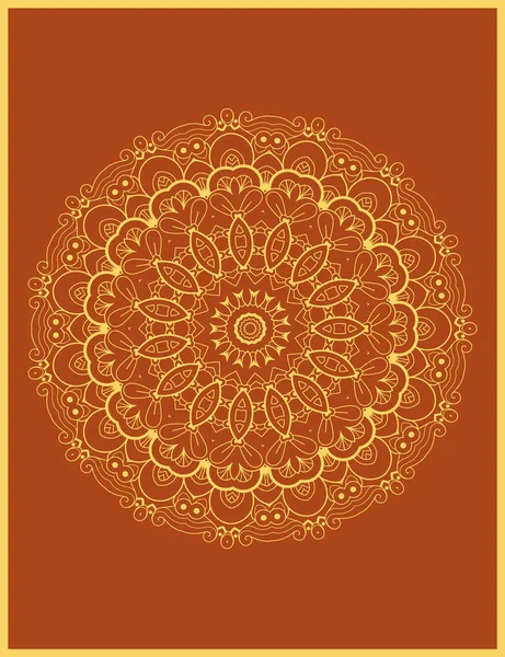 Indiase Decoratieve Kleurrijke Gouden Abstracte Mandala Vector Kunst Herhaalde Patroon — Stockvector