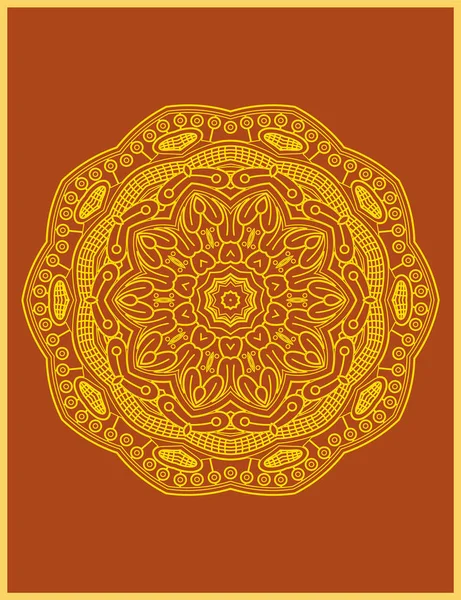 Indiase Decoratieve Kleurrijke Gouden Abstracte Mandala Vector Kunst Herhaalde Patroon — Stockvector