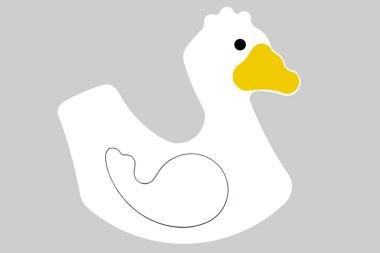 Gri arkaplanda beyaz bir ördek