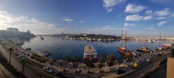 Sliema Malta May 2018 Panoramic View Grand Harbour Valletta — Stock Photo, Image