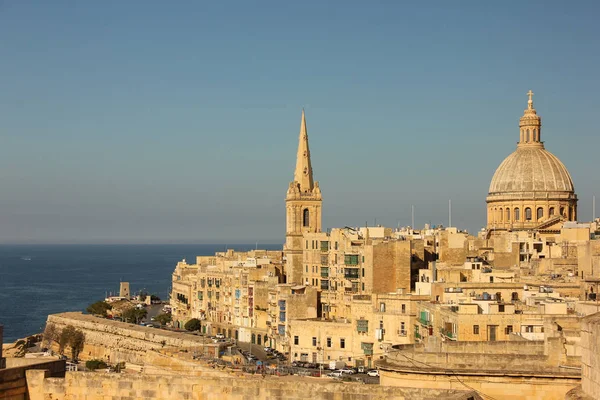 Mest Berömda Utsikt Över Valletta Med Grand Harbour Vår Fru — Stockfoto