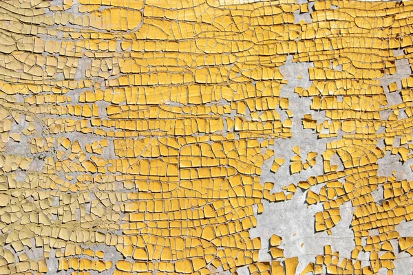 Leeftijd Geschilderd Gebarsten Oppervlak Gekleurde Gele Achtergrond — Stockfoto