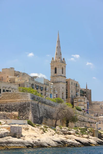Valletta Grand Harbor Mest Kända Vyn Med Spira Bell Tower — Stockfoto
