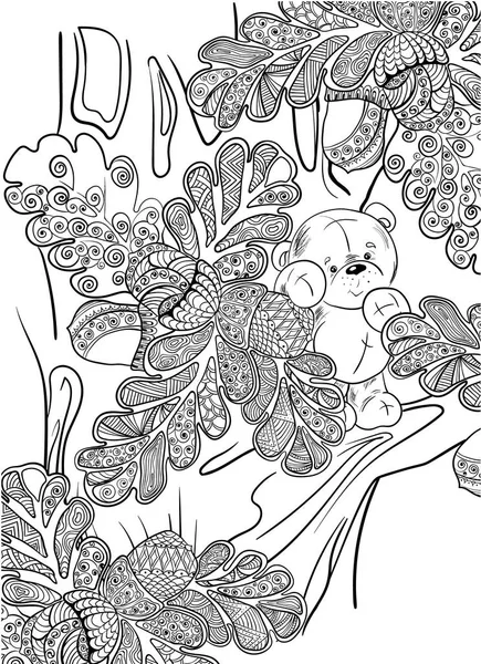 Muster Für Malbuch Vektorillustration Zentangle Stil Kunsttherapie Handgezeichnet Erwachsene Schwarz — Stockvektor