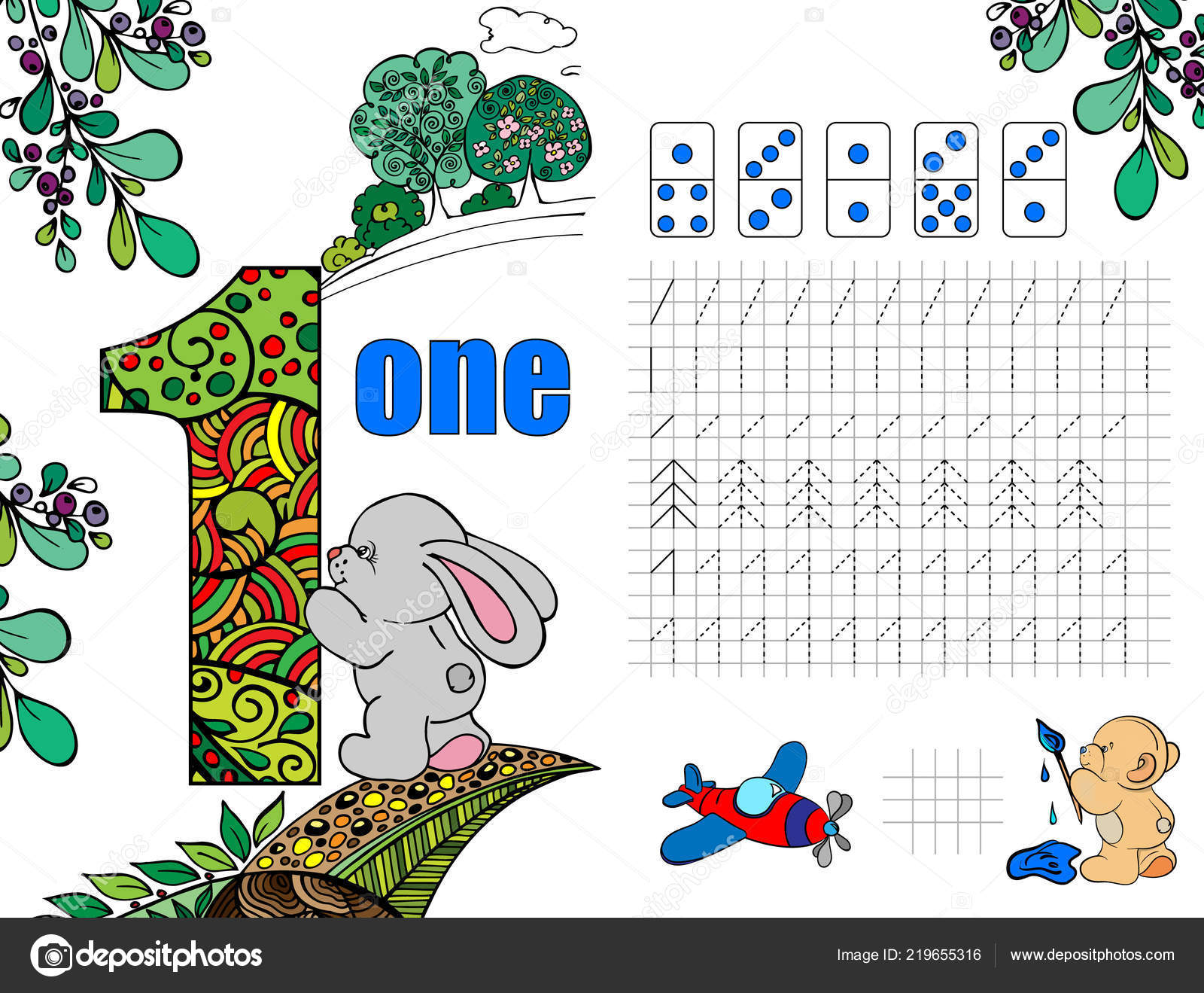 workbook mathematics preschool education puzzles children colorful workbook stock