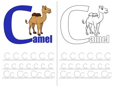 Eğitim. Mektup yazmak öğrenme. Okul öncesi için reçete. Çocuklar ve ebeveynleri için. Resimli İngilizce alfabe. Vektör çizim. Harfler. ABC.