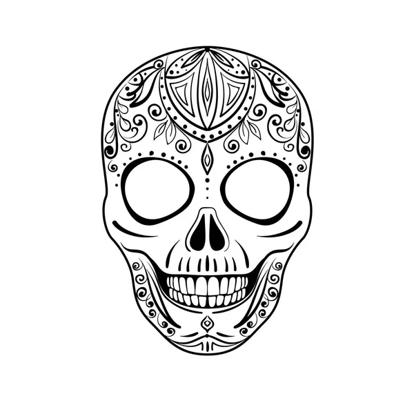 Vector Illustration Black White Sugar Skull Day Dead Colorful Sugar — Stock Vector