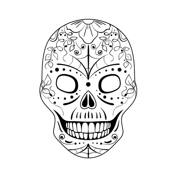 Sugar Skull Coloring Page Icon Symbol Vector Illustration Skull Day — Stock Vector