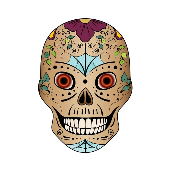 Sugar Skull Coloring Page Icon Symbol Vector Illustration Skull Day — Stock Vector