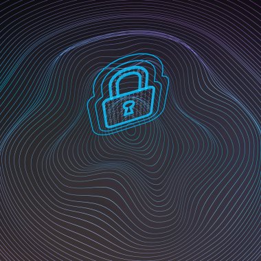 Cybersecurity kavramı: mavi arka plan sanal alanı kilitlendiğinde kapalı. 3D çizim.