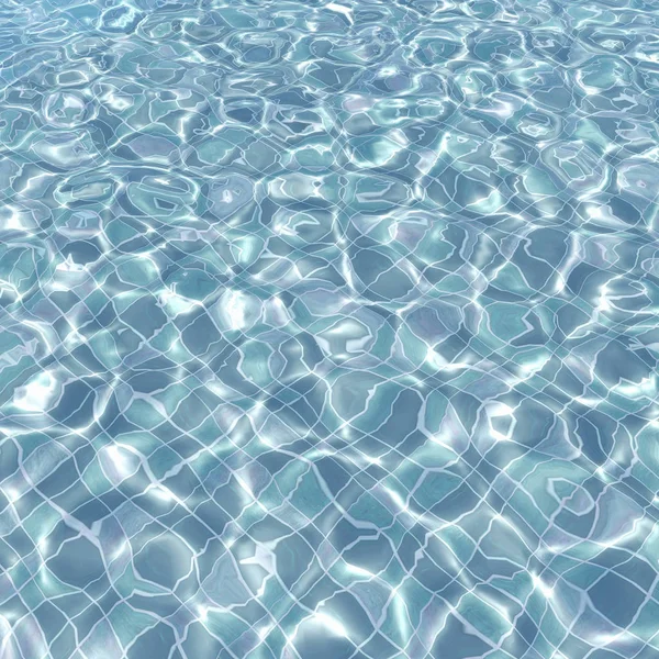 Sunlight in the pool with turquoise tiles