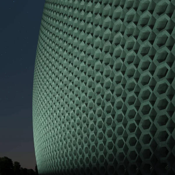 Fasaden Byggnaden Modern Stil Upplyst Morgonsolen Konkreta Honeycomb Modern Fasad — Stockfoto