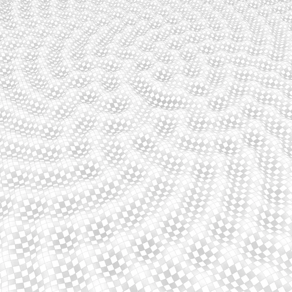 Whites abstract waves with chess pattern. White background in modern style. 3D illustration.