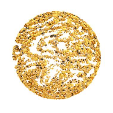 İzole soyut kompozisyon topları sarı tonlarda oluşan bir küre. 3D çizim