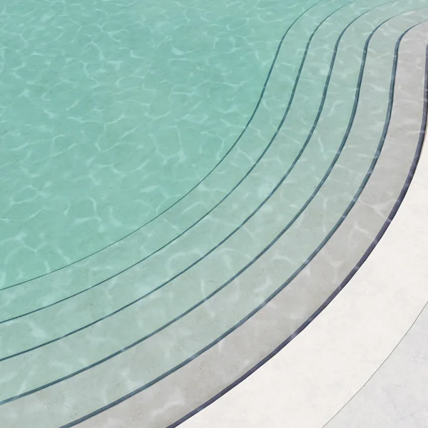 Emerald Helder Water Een Groot Zwembad Met Stappen Zwembad Verlicht — Stockfoto