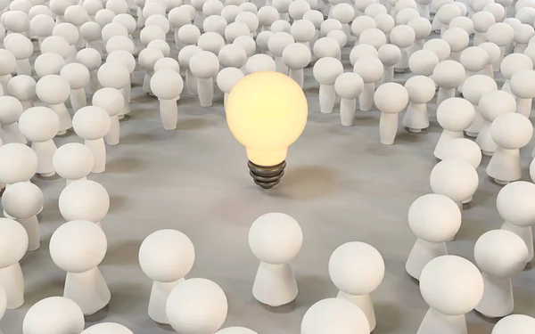 Concept Emergence Ideas Community Light Bulb Surrounded People Illustration — Stock Photo, Image