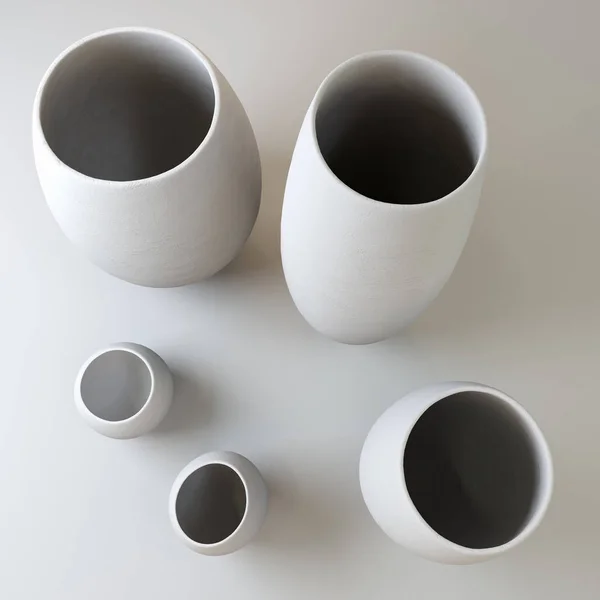 白い花瓶のセットです 抽象的なデザイン イラストレーション — ストック写真