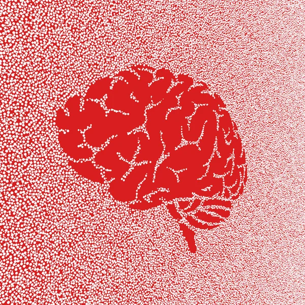 Brain illustration in red and white colors.