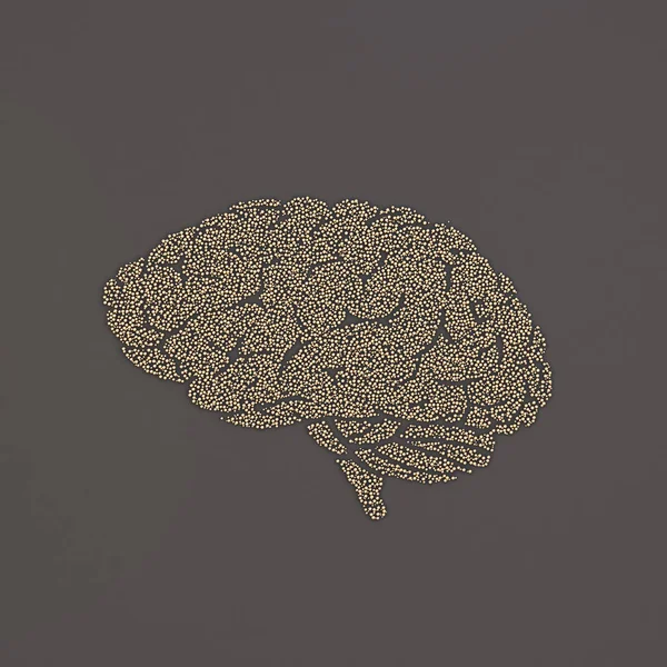 Ilustración Cerebral Colores Negro Dorado — Foto de Stock